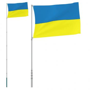 Flagge der Ukraine und Mast 5,55 m Aluminium