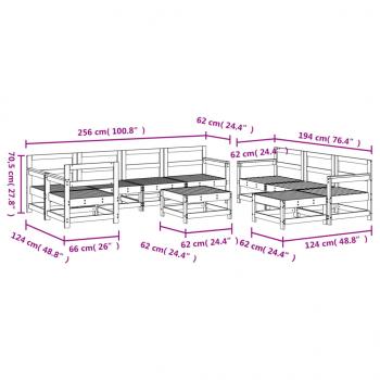 10-tlg. Garten-Lounge-Set Grau Massivholz Kiefer