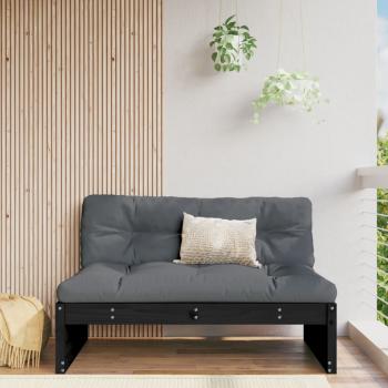 ARDEBO.de - Garten-Mittelsofa Schwarz 120x80 cm Massivholz Kiefer