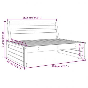 Garten-Mittelsofa Schwarz 120x80 cm Massivholz Kiefer