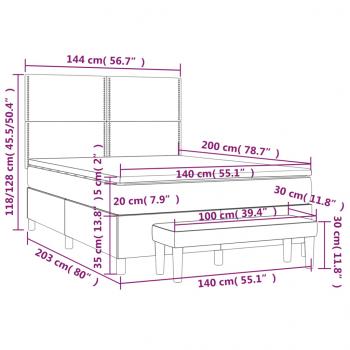 Boxspringbett mit Matratze Dunkelgrau 140x200 cm Samt