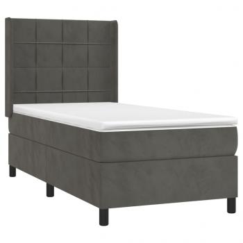 Boxspringbett mit Matratze & LED Dunkelgrau 90x200 cm Samt