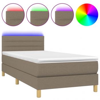 Boxspringbett mit Matratze & LED Taupe 90x200 cm Stoff