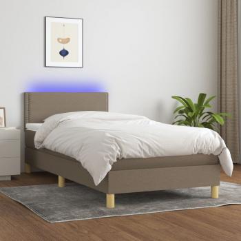 ARDEBO.de - Boxspringbett mit Matratze & LED Taupe 90x200 cm Stoff