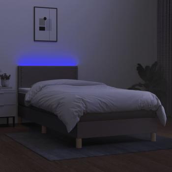 Boxspringbett mit Matratze & LED Taupe 90x200 cm Stoff