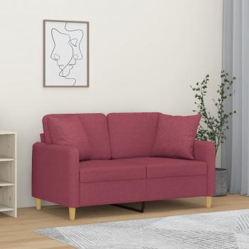 ARDEBO.de - 2-Sitzer-Sofa mit Zierkissen Weinrot 120 cm Stoff