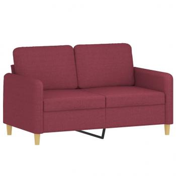 2-Sitzer-Sofa mit Zierkissen Weinrot 120 cm Stoff