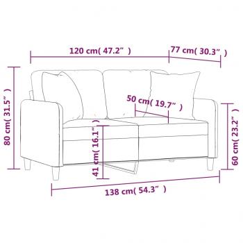 2-Sitzer-Sofa mit Zierkissen Weinrot 120 cm Stoff