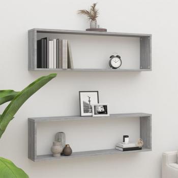 ARDEBO.de - Wandregale 2 Stk. Grau Sonoma 100x15x30 cm Holzwerkstoff