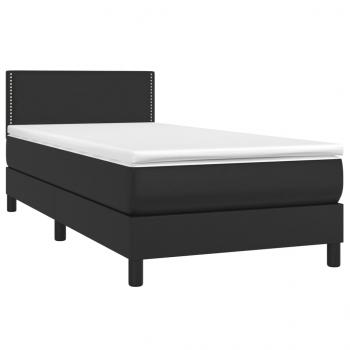 Boxspringbett mit Matratze & LED Schwarz 100x200 cm Kunstleder