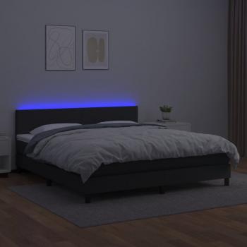 Boxspringbett mit Matratze & LED Schwarz 180x200 cm Kunstleder