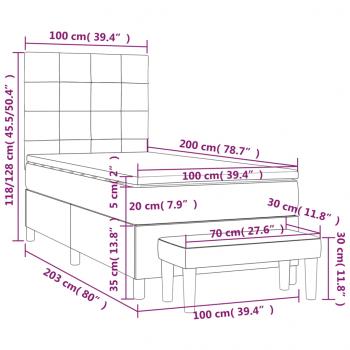 Boxspringbett mit Matratze Hellgrau 100x200 cm Samt