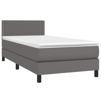 Boxspringbett mit Matratze & LED Grau 90x190 cm Kunstleder