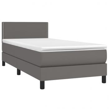 Boxspringbett mit Matratze Grau 90x190 cm Kunstleder