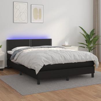 ARDEBO.de - Boxspringbett mit Matratze & LED Schwarz 140x200 cm Kunstleder