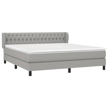 Boxspringbett mit Matratze Hellgrau 180x200 cm Stoff