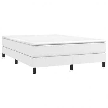 Boxspringbett mit Matratze Weiß 140x190 cm Kunstleder