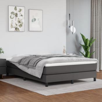 ARDEBO.de - Boxspringbett mit Matratze Grau 140x200 cm Kunstleder