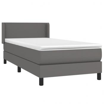 Boxspringbett mit Matratze Grau 90x190 cm Kunstleder