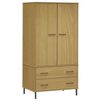 Kleiderschrank OSLO Metallbeinen Braun 90x55x172,5cm Massivholz