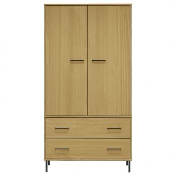 Kleiderschrank OSLO Metallbeinen Braun 90x55x172,5cm Massivholz