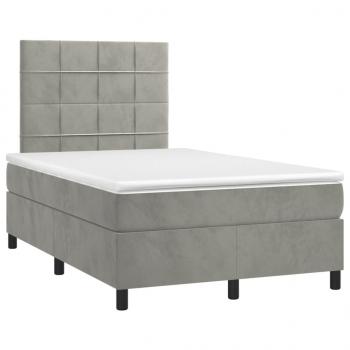 Boxspringbett mit Matratze Hellgrau 120x200 cm Samt