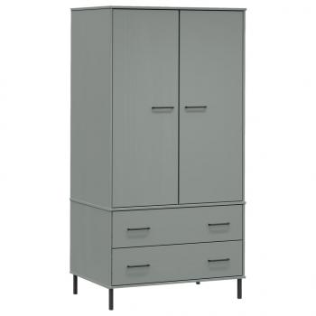 Kleiderschrank OSLO Metallbeine Grau 90x55x172,5cm Massivholz