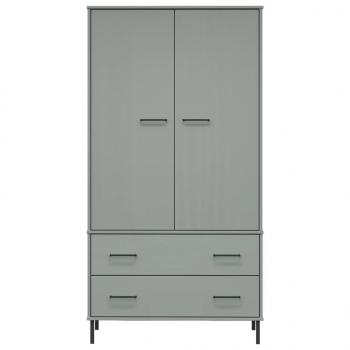 Kleiderschrank OSLO Metallbeine Grau 90x55x172,5cm Massivholz