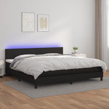 ARDEBO.de - Boxspringbett mit Matratze & LED Schwarz 200x200 cm Kunstleder