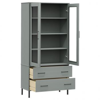 Bücherschrank OSLO Metallbeine Grau 85x35x172,5 cm Massivholz