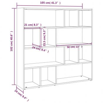 Bücherregal/Raumteiler Räuchereiche 105x24x102 cm