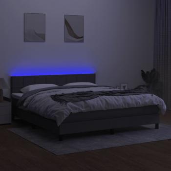 Boxspringbett mit Matratze & LED Dunkelgrau 180x200 cm Stoff