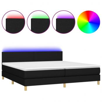 Boxspringbett mit Matratze & LED Schwarz 200x200 cm Stoff