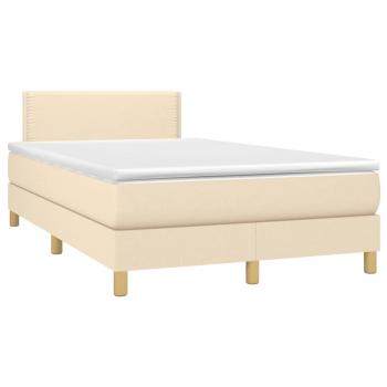 Boxspringbett mit Matratze & LED Creme 120x200 cm Stoff