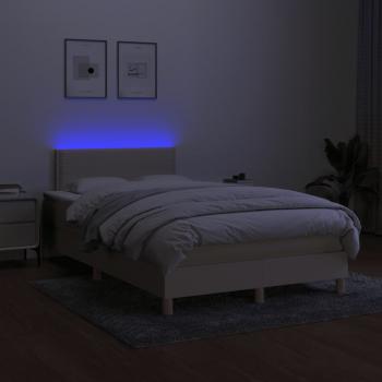 Boxspringbett mit Matratze & LED Creme 120x200 cm Stoff