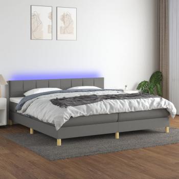 ARDEBO.de - Boxspringbett mit Matratze & LED Dunkelgrau 200x200 cm Stoff