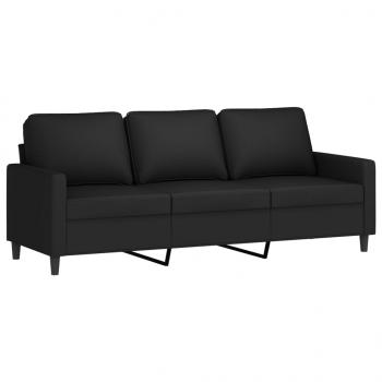 3-Sitzer-Sofa mit Hocker Schwarz 180 cm Samt