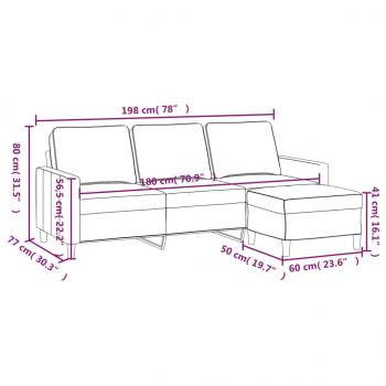 3-Sitzer-Sofa mit Hocker Dunkelgrau 180 cm Samt