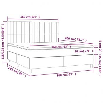 Boxspringbett mit Matratze & LED Dunkelbraun 160x200 cm Stoff