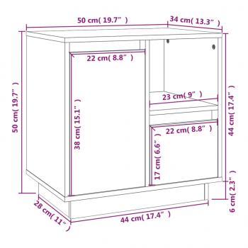 Nachttisch 50x34x50 cm Massivholz Kiefer