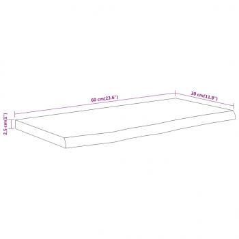 Wandregal 60x30x2,5 cm Rechteckig Massivholz Akazie Baumkante