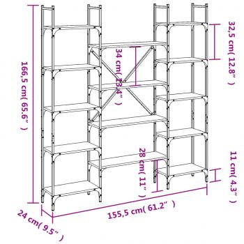 Bücherregal Grau Sonoma 155,5x24x166,5 cm Holzwerkstoff