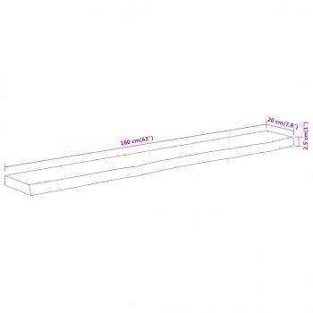 Wandregal 160x20x2,5 cm Rechteckig Massivholz Akazie Baumkante