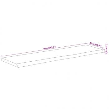 Wandregal 90x30x2,5 cm Rechteckig Massivholz Akazie Baumkante