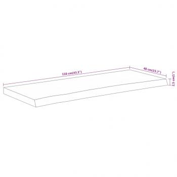 Tischplatte 110x40x2,5cm Rechteckig Massivholz Akazie Baumkante