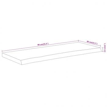 Tischplatte 90x40x2,5 cm Rechteckig Massivholz Akazie Baumkante