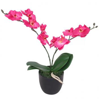 ARDEBO.de - Künstliche Orchidee mit Topf 30 cm Rot