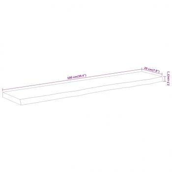 Wandregal 100x20x2,5 cm Rechteckig Massivholz Akazie Baumkante