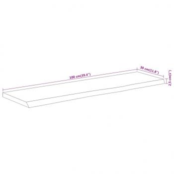 Wandregal 100x30x2,5 cm Rechteckig Massivholz Akazie Baumkante