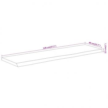 Tischplatte 120x40x2,5cm Rechteckig Massivholz Akazie Baumkante